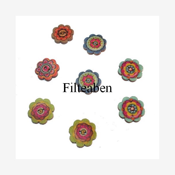 8 stk blomster knapper 20 mm