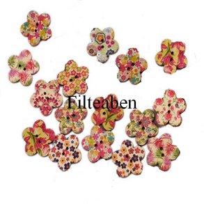 6 stk Blomster knapper 25 mm.