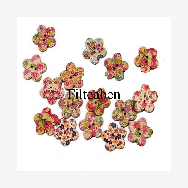 6 stk Blomster knapper 25 mm.