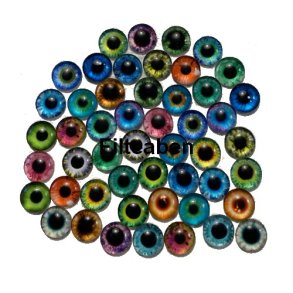 10 mm Dyrejne i glas 5 par ass.