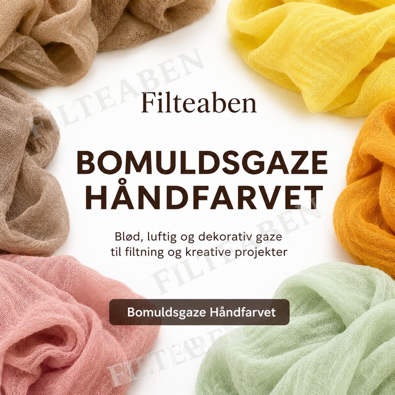 Bomuldsgaze H&aring;ndfarvet