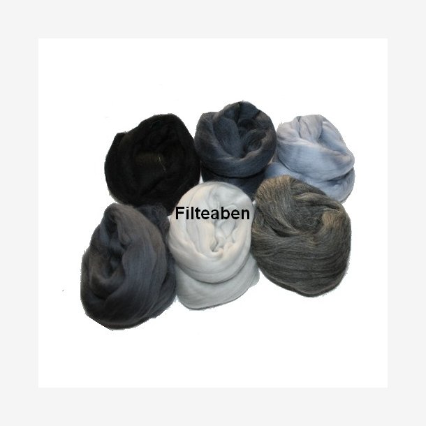 Sort / Grå ca. 150 gr. Merinould
