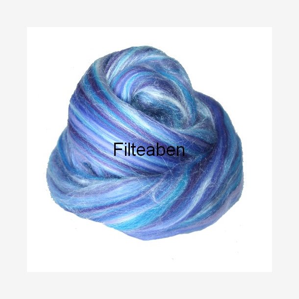 Blå Meleret 70 % Uld / 30 % Silke 25 gr.