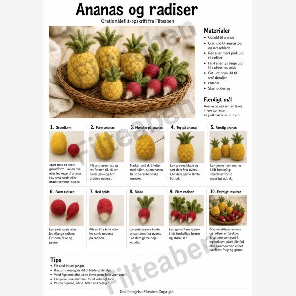 Ananas og radiser n�lefilte opskrift