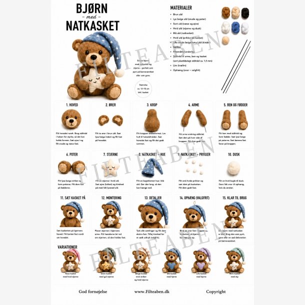 Bamse med natkasket N�lefilt