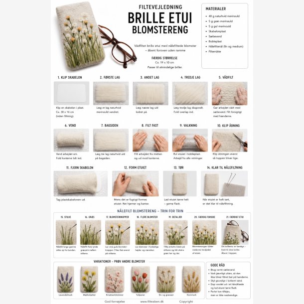 Brille etui med blomstereng v�dfiltning