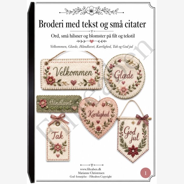 Broderi med tekst og sm� citater 