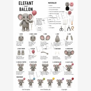 Elefant med ballon N�lefilt