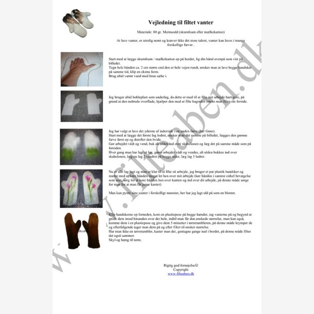 Filteopskrift Filtede vanter