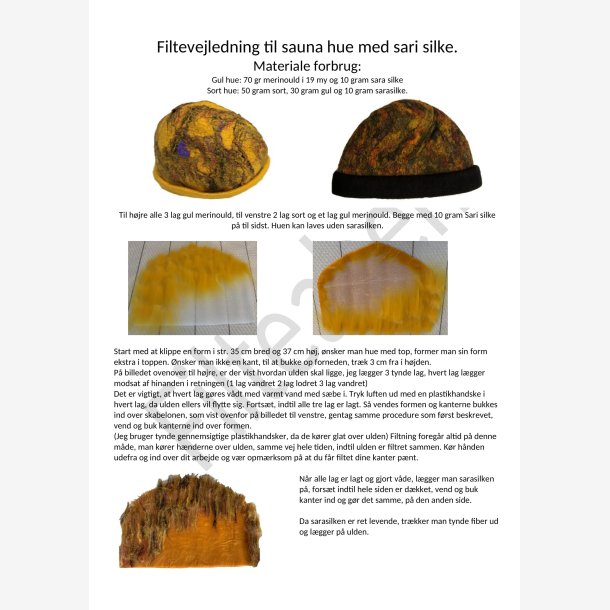 Ffilteopskrift til sauna hue (husk 2 A4 sider)