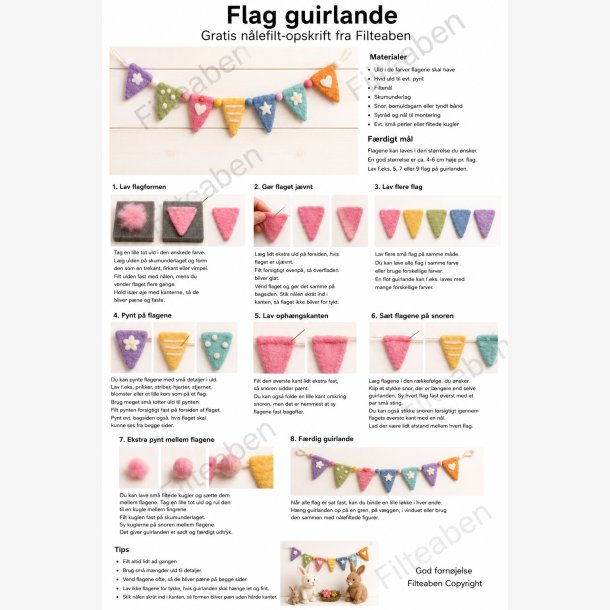 Flag guirlande n�lefilte opskrift
