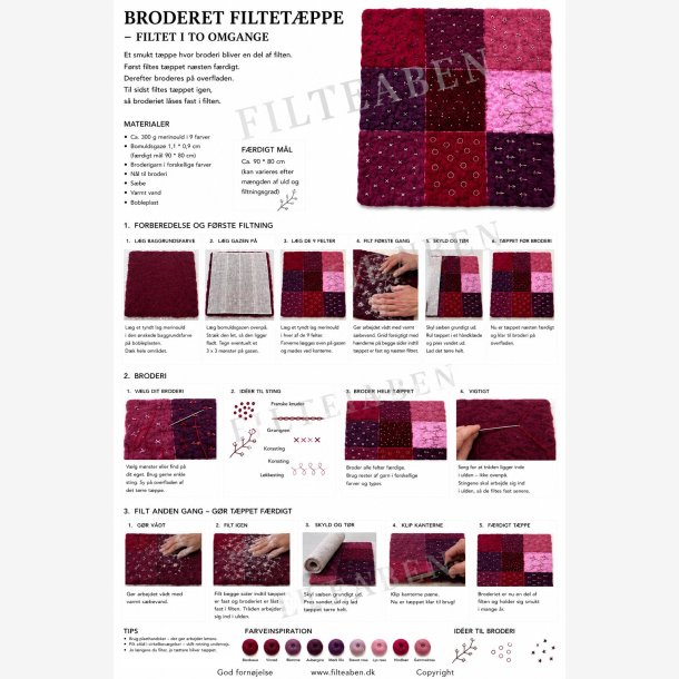 Broderet t�ppe med gaze bordeaux
