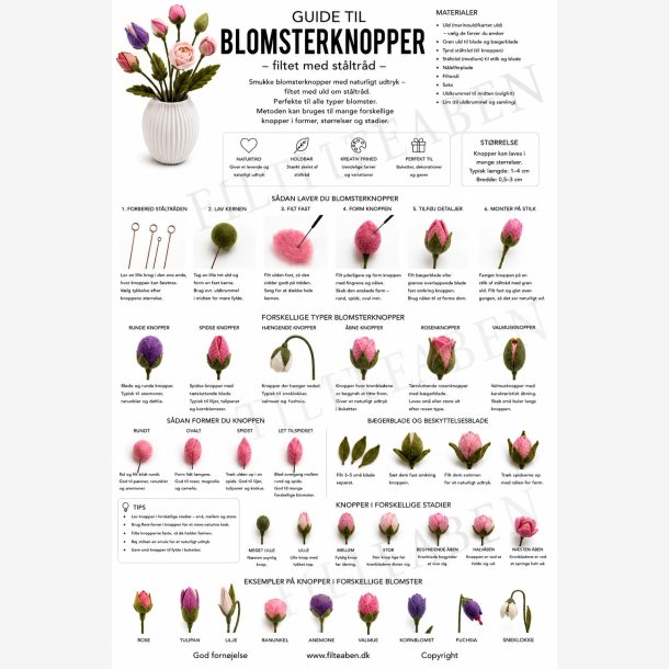 Guide til blomster knopper n�lefiltning