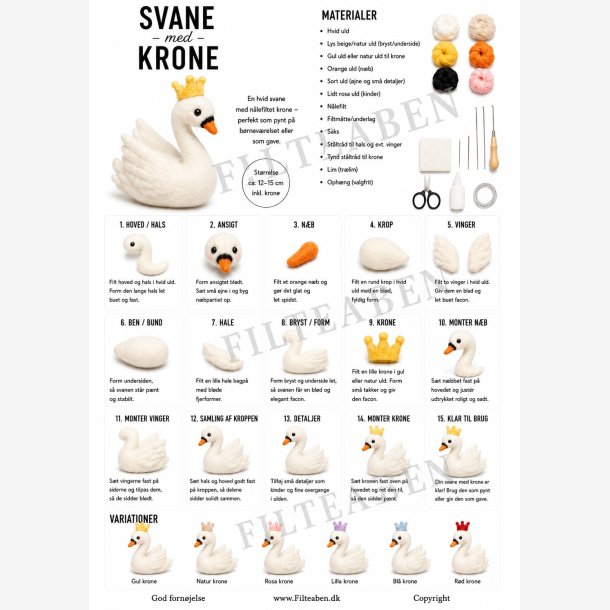 Svane med krone n�lefilte opskrift
