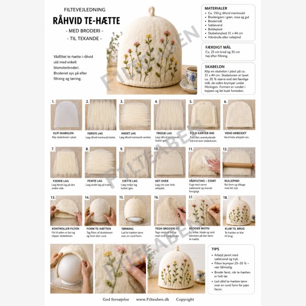 Te h�tte med broderi v�dfiltning