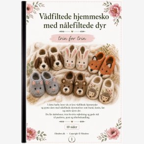 V�dfiltede hjemmesko med n�lefiltede dyr