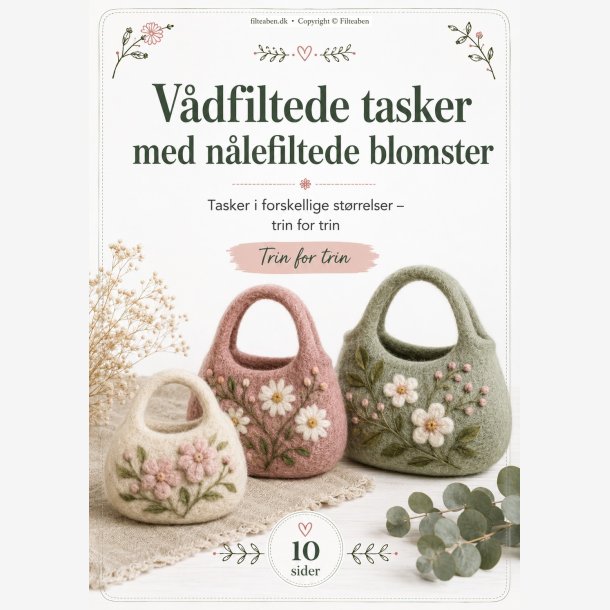 V�dfiltede tasker med n�lefiltede blomster