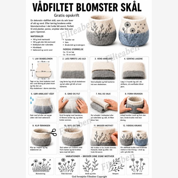 V�dfiltet blomstersk�l med broderi