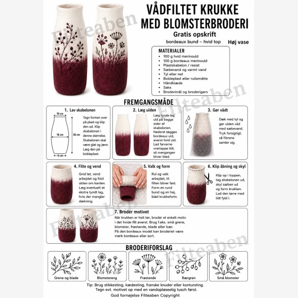 V�dfiltet krukke med blomsterbroderi