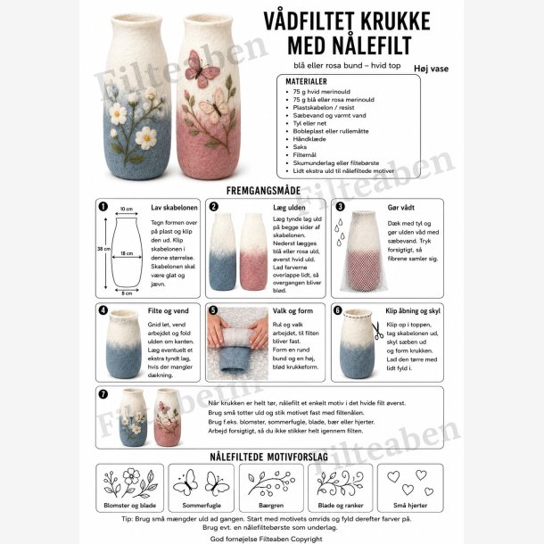 V�dfiltet krukke med n�lefilt