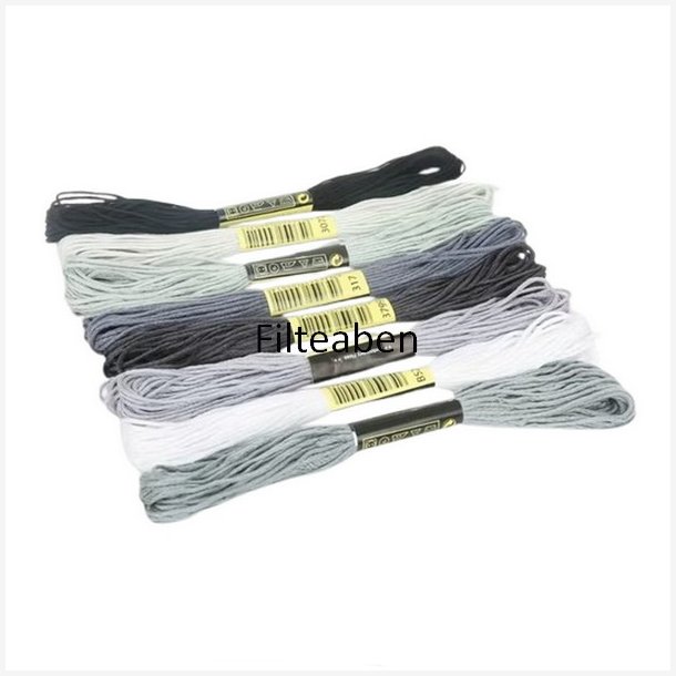 Gr� / Sort broderi 6 stk