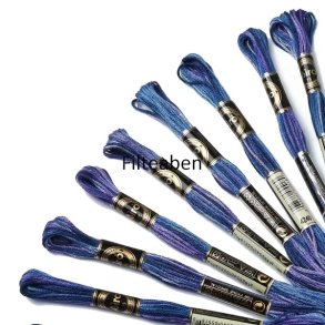 Bl� meleret broderigarn 8 mtr