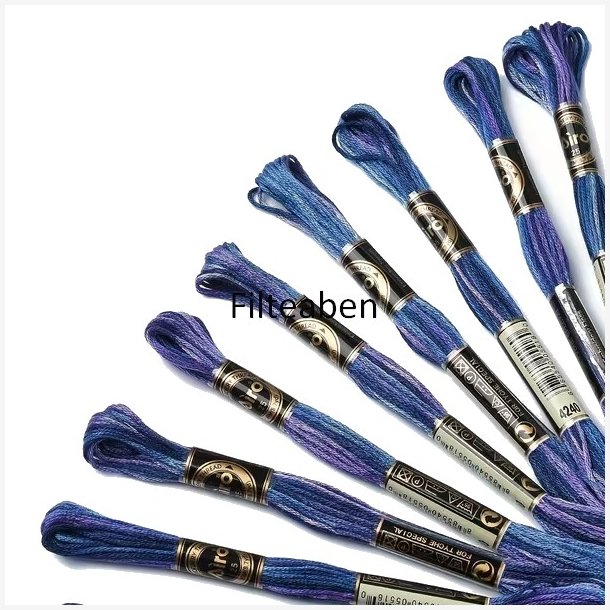 Bl� meleret broderigarn 8 mtr