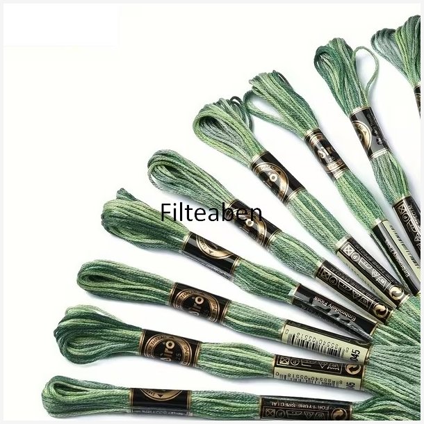 Gr�n meleret broderigarn 8 mtr