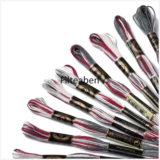 Lys bordeaux meleret broderigarn 8 mtr