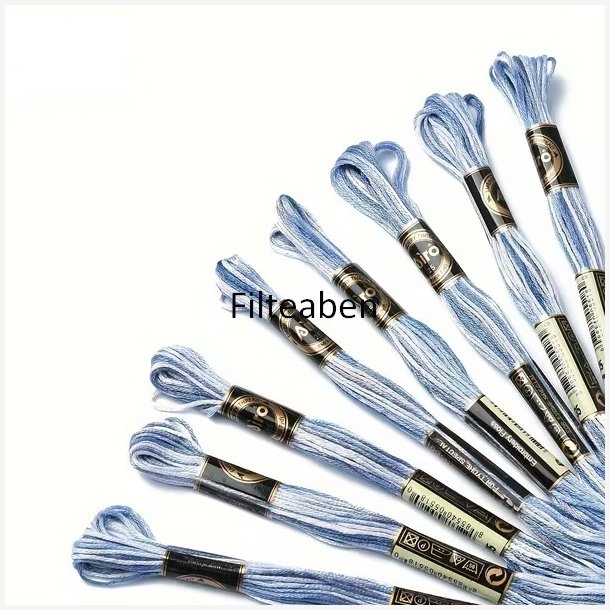 Mellem bl� meleret broderigarn 8 mtr