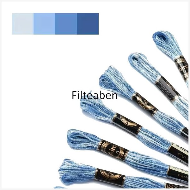 Mellem bl� meleret broderigarn 8 mtr