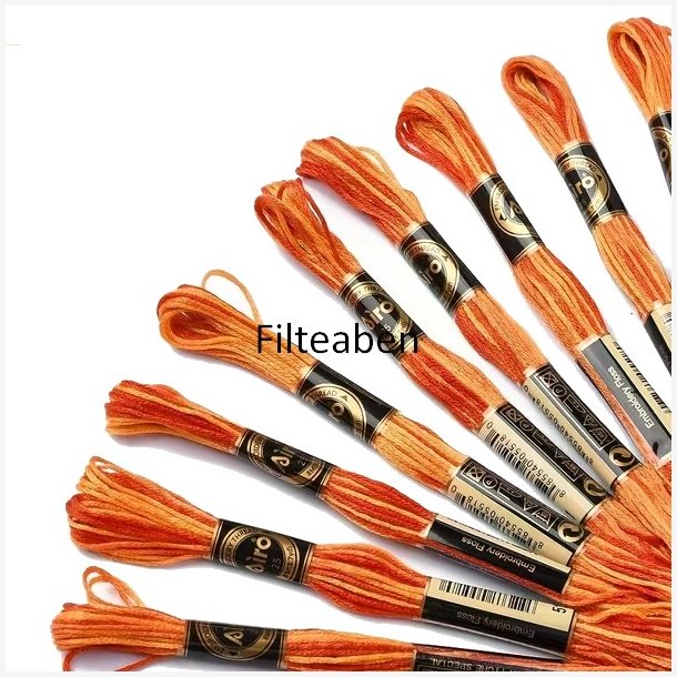 Orange meleret broderigarn 8 mtr