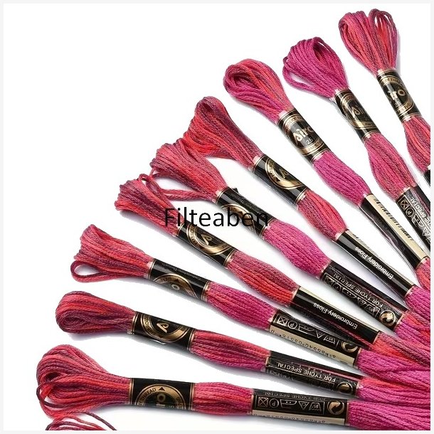  R�d meleret broderigarn 8 mtr