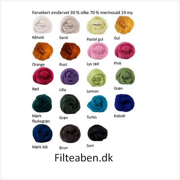Farve kort ensfarvet Silke/Merinould 19 my