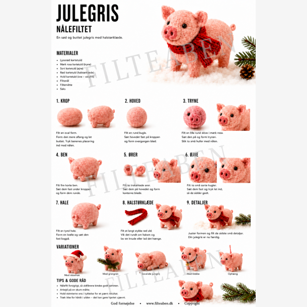 Julegris n�lefiltet opskrift