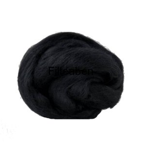 Sort Ensfarvet 70 % Uld / 30 % Silke 25 gr. 