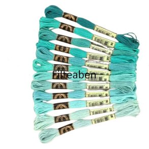 Turkis - Gr�n broderi 12 stk.