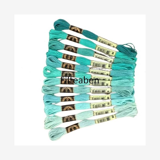 Turkis - Gr�n broderi 12 stk.